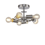 Deco DK0496 Baymont 5 Light Flush in Polished Chrome Finish with 60cm Faux Silk Fabric Shade, Grey and White Laminate