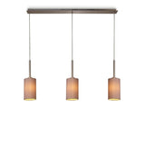 Deco DK0778 Baymont 3 Light Linear Pendant in Satin Nickel Finish and Halo Gold with 120mm Dual Faux Silk Shade