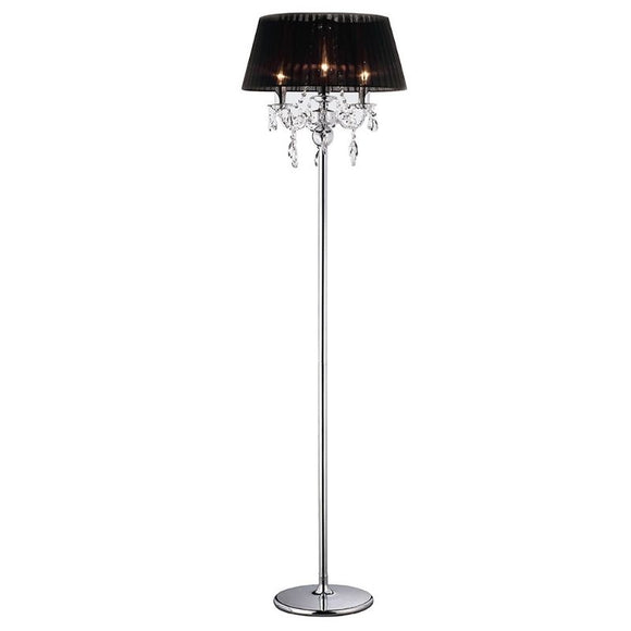 Diyas IL30063/BL Olivia 3 Lights Floor Lamp with Crystal and Polished Chrome Finish