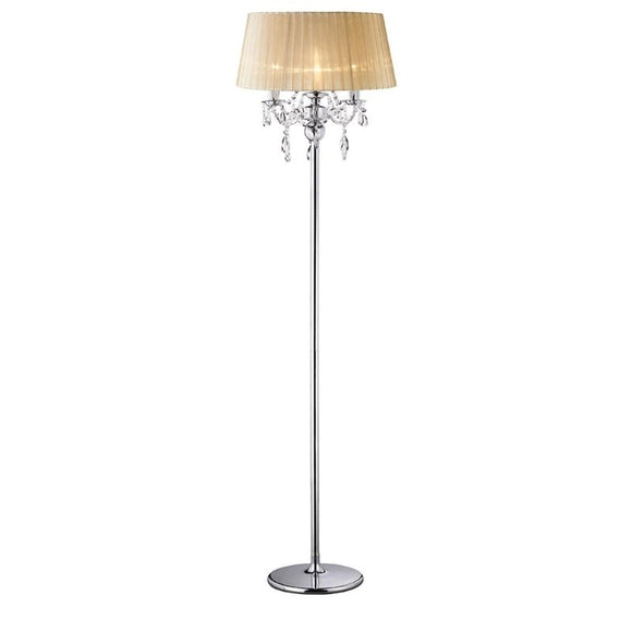 Diyas IL30063/SB Olivia 3 Lights Floor Lamp with Crystal and Polished Chrome Finish