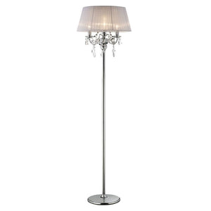 Diyas IL30063/WH Olivia 3 Lights Floor Lamp with Crystal and Polished Chrome Finish