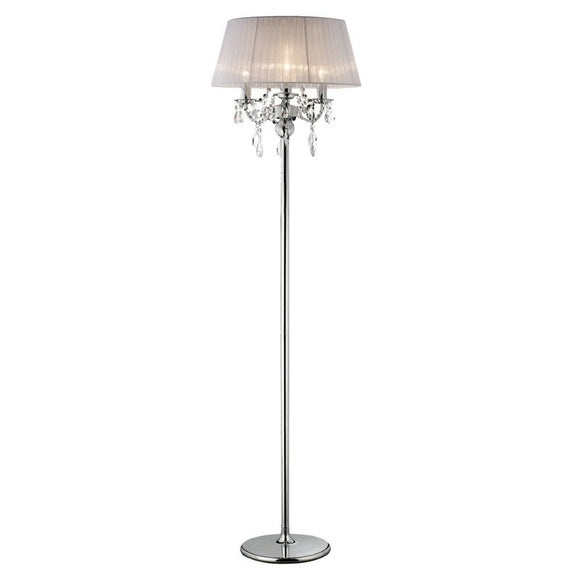 Diyas IL30063/WH Olivia 3 Lights Floor Lamp with Crystal and Polished Chrome Finish