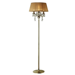 Diyas IL30066/SB Olivia 3 Lights Floor Lamp with Crystal and Antique Brass Finish