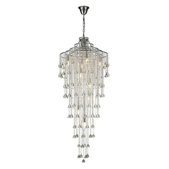 Diyas IL30775 Inina 9 Light Tall Ceiling Pendant in Polished Chrome Finish and Crystal