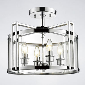 Diyas IL31081Eaton 4 Light Semi Ceiling Flush in Glass and Polished Chrome Finish