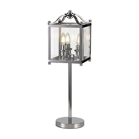 Diyas IL31107 Aston 3 Light Table Lamp in Polished Chrome Finish and Glass