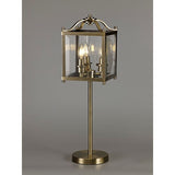 Diyas IL31117 Aston 3 Light Table Lamp in Antique Brass Finish and Glass