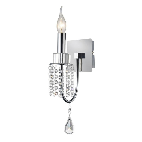 Diyas IL31540 Emily 1 Light Wall Lamp in Polished Chrome Finish and Crystal