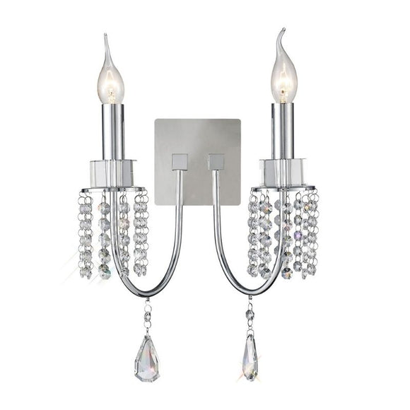 Diyas IL31541 Emily 2 Light Wall Lamp in Polished Chrome Finish and Crystal