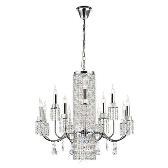 Diyas IL31544 Emily 13 Light Chandelier in Polished Chrome Finish and Crystal