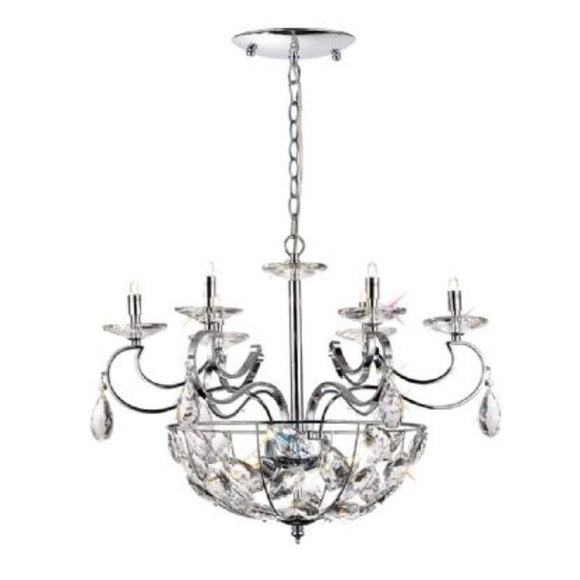 Diyas IL31650 Galilea 6+3 Light Pendant in Polished Chrome and Crystal Finish