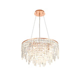 Diyas IL31714 Maddison 6 Light Round Pendant Finished in Rose Gold and Clear Crystal