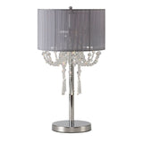 Diyas IL31749/GY Freida 3 Light Table Lamp in Polished Chrome Finish and Crystal with Grey Shade