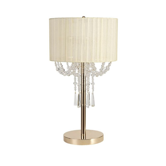 Diyas IL31759 Freida 3 Light Table Lamp in French Gold Finish and Crystal