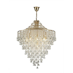 Diyas IL32773 Inina 9 Light Pendant in Crystal and French Gold Finish