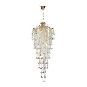 Diyas IL32775 Inina 9 Light Tall Ceiling Pendant in French Gold Finish and Crystal