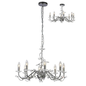 Diyas Willow 8 Lights Pendant with Crystals and Polished Chrome Finish IL31218(without shade)