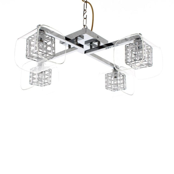 Impex LIghting PGH01515/04/PL/CH Avignon Glass Flush 4 Lights Ceiling Fitting in Crystal and Chrome Finish