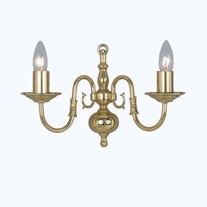 Impex Lighting BF00350/02/WB/PB Flemish 2 Lights Wall Fitting in Polished Brass Finish