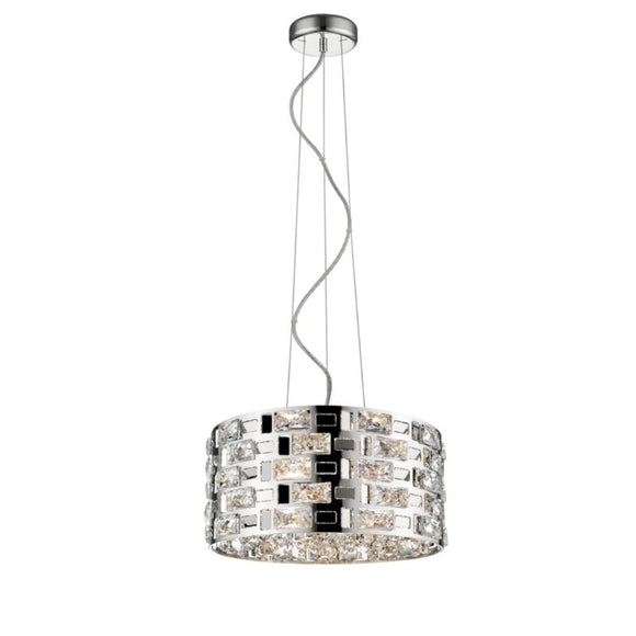 Impex Lighting CFH1811/05/CH Lola 5 Lights Ceiling Fitting in Crystal and Chrome Finish.