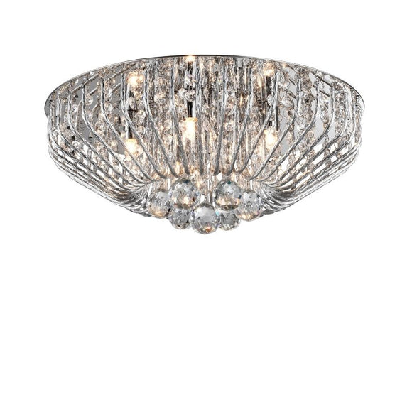 Impex Lighting CFH508052/05/PL/CH Carlo Flush  5 light Ceiling Fitting in Crystal and Chrome Finish