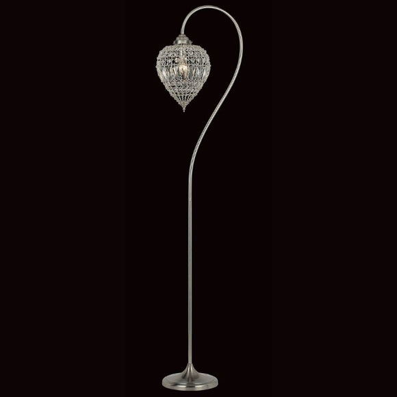 Impex Lighting CO01219/FL Bombay Single Lights Floor Lamp in Crystal and Satin Nickel Finish