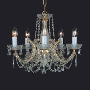 Impex Lighting CP00150/05/G Marie Theresa 5 Lights Ceiling Fitting in Crystal and Gold Finish