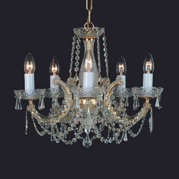 Impex Lighting CP00150/05/G Marie Theresa 5 Lights Ceiling Fitting in Crystal and Gold Finish