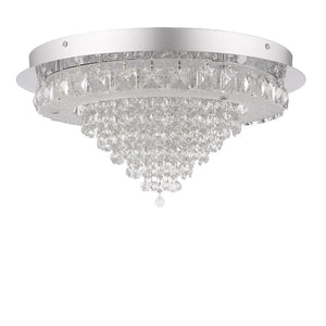 Impex Lighting Essonne Large Flush Single Light Ceiling Fitting in Crystal and Chrome Finish LED608243/01/L/PL/CH