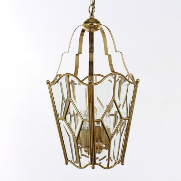 Impex Lighting LG56115/04 Alicante 4 Light Ceiling Glass Lantern in Polished Brass Finish