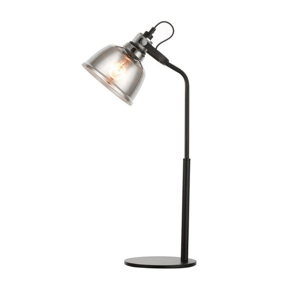 Impex Lighting PG1810/01/TL/SMK/BLK Ava Single Light Table Lamp with Smoke Glass and Black Finish