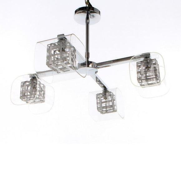 Impex Lighting PGH01515/04A/CH Avignon Glass 4 Light Ceiling Fitting in Crystal and Chrome Finish