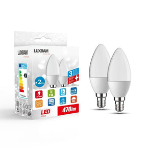 Luxram 1910032 Duo-pack Candle E14 5W 470lm 3000K Warm White Linear Driver 3yrs Warranty