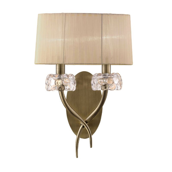 Mantra Loewe 2 Lights Wall Lamp Finished in Antique Brass With Soft Bronze Shades M4634AB/S/SB