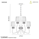 Mantra Loewe 2 Tier Pendant 6+3 Light Finished in Antique Brass With Cream Shades M4630AB