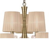 Mantra Loewe 2 Tier Pendant 6+3 Light Finished in Antique Brass With Soft Bronze Shades M4630AB/SB