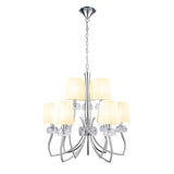 Mantra Loewe 2 Tier Pendant 6+3 Light Finished in Polished Chrome With White Shades M4630