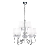 Mantra Loewe 2 Tier Pendant 6+3 Light Finished in Polished Chrome With White Shades M4630