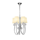 Mantra Loewe Slim Pendant 5 Light Finished in Polished Chrome With Cream Shades M4632/CS