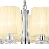 Mantra Loewe Slim Pendant 5 Light Finished in Polished Chrome With Cream Shades M4632/CS