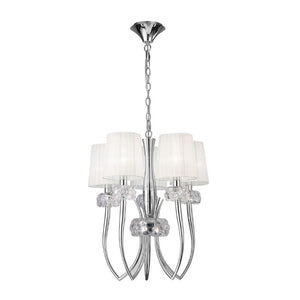 Mantra Loewe Slim Pendant 5 Light Finished in Polished Chrome With White Shades M4632