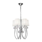 Mantra Loewe Slim Pendant 5 Light Finished in Polished Chrome With White Shades M4632