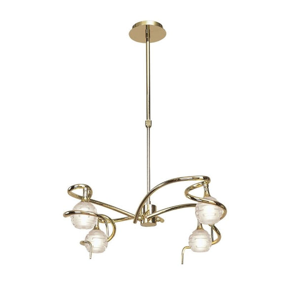 Mantra M0080PB Dali 4 Light Telescopic Pendant in Polished Brass Finish