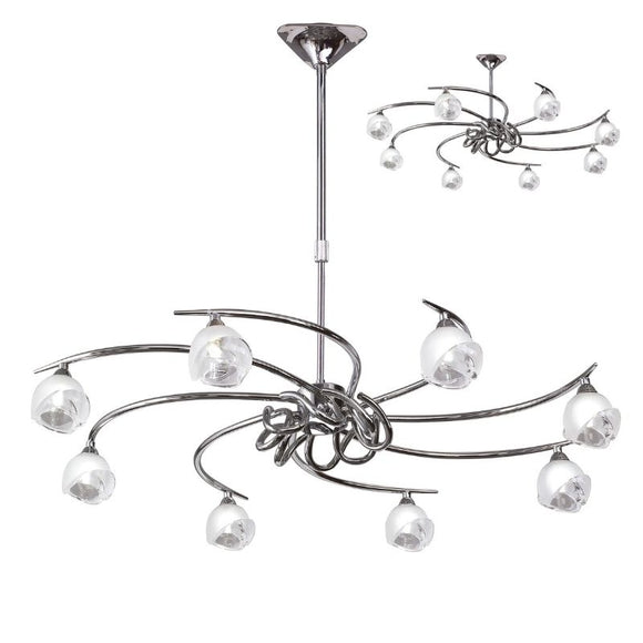 Mantra M0800 Fragma 8 Light Telescopic Ceiling Pendant in Polished Chrome Finish