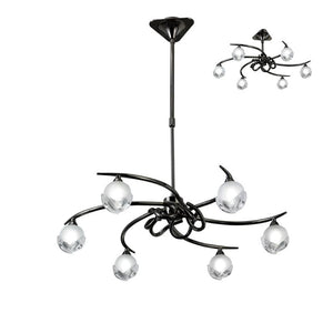 Mantra M0801BC Fragma 6 Light Telescopic Ceiling Pendant in Black Chrome Finish