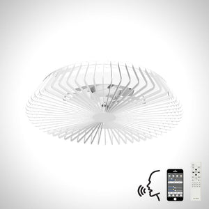 Mantra M7120 Himalaya Single Light Dimmable Ceiling Fitting With Built-In Fan in White Finish Comes With Remote Control, App and Alexa and Google Voice Control