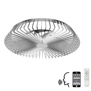 Mantra M7122 Himalaya Single Light Dimmable Ceiling Fitting With Built-In Fan in Silver Finish, Comes With Remote Control, App and Alexa and Google Voice Control.